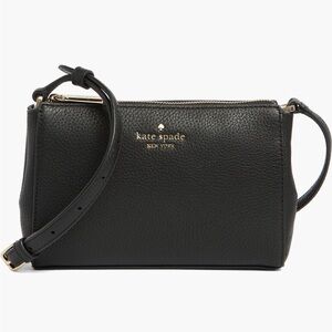 Kate Spade Crossbody Designer Bag Black Pebbled Leather Purse Gold Accents D11